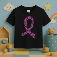 Ribbon Breast Cancer Word Print Toddler T-Shirt thumb 3