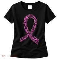 Ribbon Breast Cancer Word Print Women's T-Shirt thumb 0