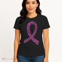 Ribbon Breast Cancer Word Print Women's T-Shirt thumb 4
