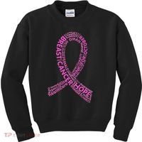 Ribbon Breast Cancer Word Print Kids Sweatshirt thumb 0