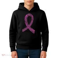 Ribbon Breast Cancer Word Print Kids Hoodie thumb 4