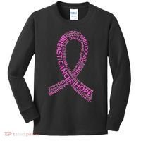 Ribbon Breast Cancer Word Print Kids Long Sleeve Shirt thumb 0