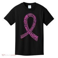 Ribbon Breast Cancer Word Print Kids T-Shirt thumb 0
