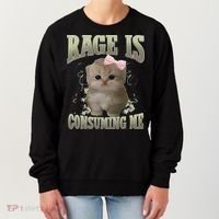 Rage Is Consuming Me Cute Coquette Bow Kawaii Cat Meme Women's Sweatshirt thumb 0