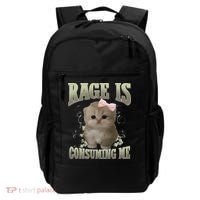 Rage Is Consuming Me Cute Coquette Bow Kawaii Cat Meme Backpack thumb 0