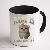 Rage Is Consuming Me Cute Coquette Bow Kawaii Cat Meme Coffee Mug thumb 1