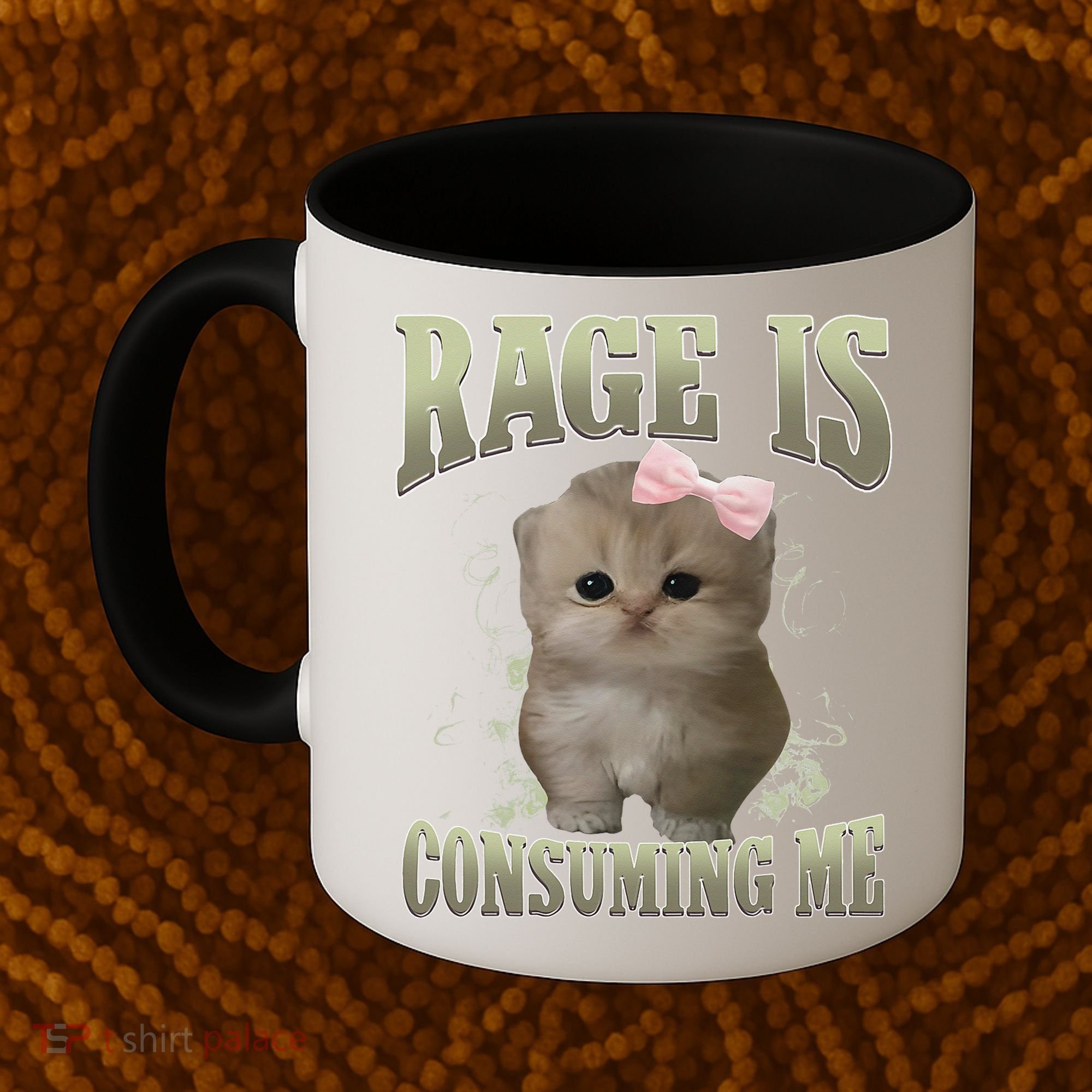 Rage Is Consuming Me Cute Coquette Bow Kawaii Cat Meme Coffee Mug