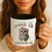 Rage Is Consuming Me Cute Coquette Bow Kawaii Cat Meme Coffee Mug thumb 3