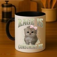 Rage Is Consuming Me Cute Coquette Bow Kawaii Cat Meme Coffee Mug thumb 4