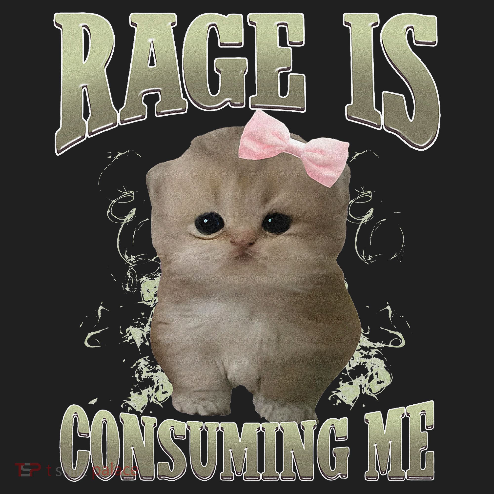 Rage Is Consuming Me Cute Coquette Bow Kawaii Cat Meme Beanie