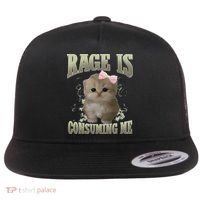 Rage Is Consuming Me Cute Coquette Bow Kawaii Cat Meme Flat Bill Trucker Hat thumb 0
