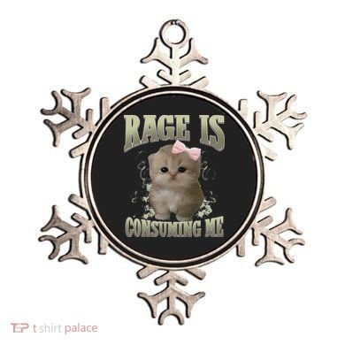 Rage Is Consuming Me Cute Coquette Bow Kawaii Cat Meme Ornament