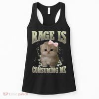 Rage Is Consuming Me Cute Coquette Bow Kawaii Cat Meme Women's Tank Top thumb 0