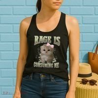 Rage Is Consuming Me Cute Coquette Bow Kawaii Cat Meme Women's Tank Top thumb 2