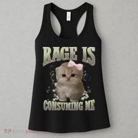 Rage Is Consuming Me Cute Coquette Bow Kawaii Cat Meme Women's Tank Top thumb 3