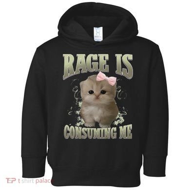 Rage Is Consuming Me Cute Coquette Bow Kawaii Cat Meme Toddler Hoodie