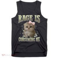 Rage Is Consuming Me Cute Coquette Bow Kawaii Cat Meme Tank Top thumb 0