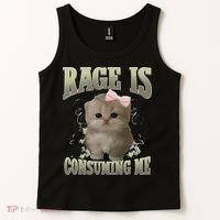 Rage Is Consuming Me Cute Coquette Bow Kawaii Cat Meme Tank Top thumb 2