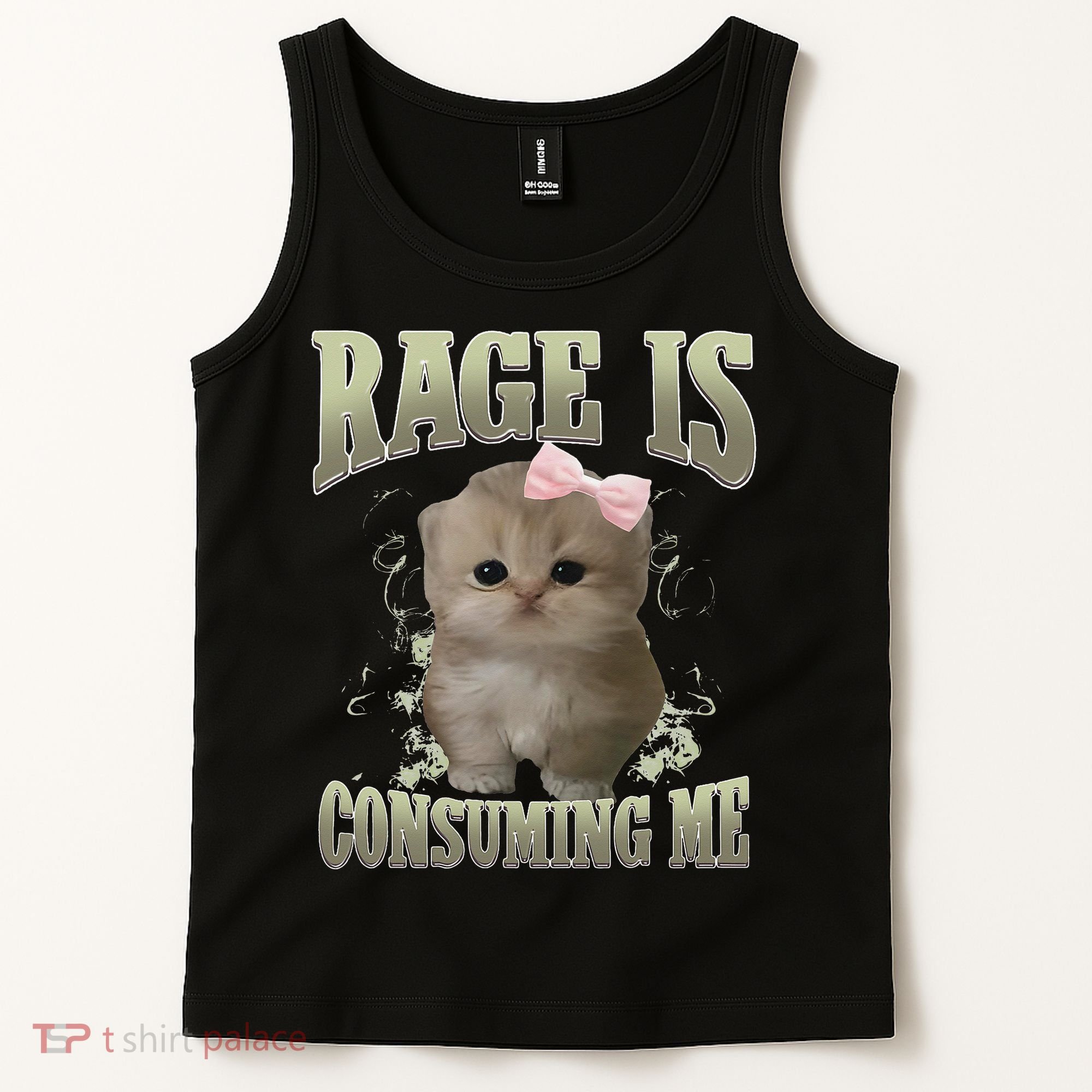Rage Is Consuming Me Cute Coquette Bow Kawaii Cat Meme Tank Top