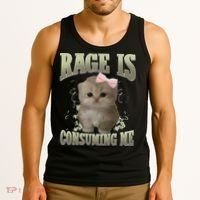Rage Is Consuming Me Cute Coquette Bow Kawaii Cat Meme Tank Top thumb 3