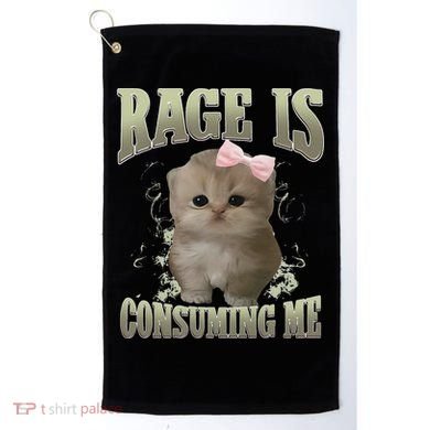 Rage Is Consuming Me Cute Coquette Bow Kawaii Cat Meme Golf Towel