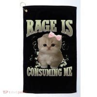 Rage Is Consuming Me Cute Coquette Bow Kawaii Cat Meme Golf Towel thumb 0