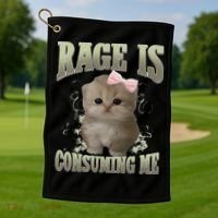 Rage Is Consuming Me Cute Coquette Bow Kawaii Cat Meme Golf Towel thumb 1