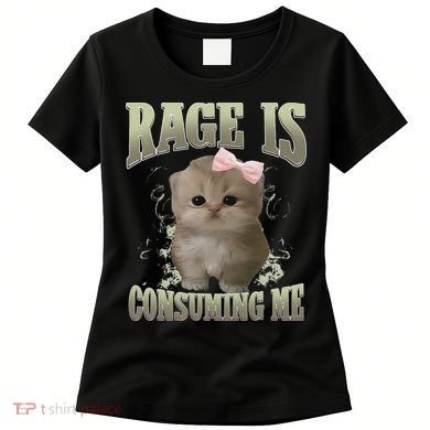 Rage Is Consuming Me Cute Coquette Bow Kawaii Cat Meme Women's T-Shirt