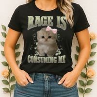 Rage Is Consuming Me Cute Coquette Bow Kawaii Cat Meme Women's T-Shirt thumb 2