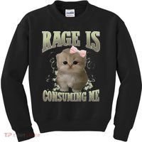 Rage Is Consuming Me Cute Coquette Bow Kawaii Cat Meme Kids Sweatshirt thumb 0