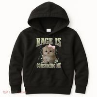 Rage Is Consuming Me Cute Coquette Bow Kawaii Cat Meme Kids Hoodie thumb 0