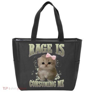 Rage Is Consuming Me Cute Coquette Bow Kawaii Cat Meme Tote Bag