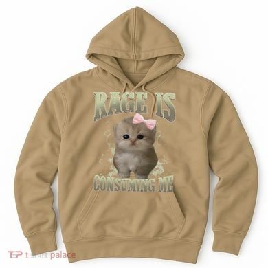 Rage Is Consuming Me Cute Coquette Bow Kawaii Cat Meme Hoodie