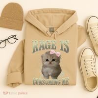 Rage Is Consuming Me Cute Coquette Bow Kawaii Cat Meme Hoodie thumb 4