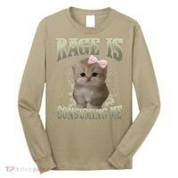 Rage Is Consuming Me Cute Coquette Bow Kawaii Cat Meme Long Sleeve Shirt thumb 0