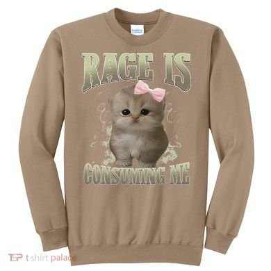 Rage Is Consuming Me Cute Coquette Bow Kawaii Cat Meme Sweatshirt