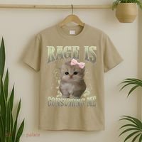 Rage Is Consuming Me Cute Coquette Bow Kawaii Cat Meme T-Shirt thumb 2