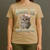 Rage Is Consuming Me Cute Coquette Bow Kawaii Cat Meme T-Shirt thumb 4