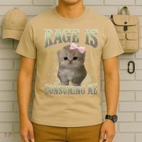 Rage Is Consuming Me Cute Coquette Bow Kawaii Cat Meme T-Shirt thumb 6