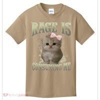 Rage Is Consuming Me Cute Coquette Bow Kawaii Cat Meme Kids T-Shirt thumb 0
