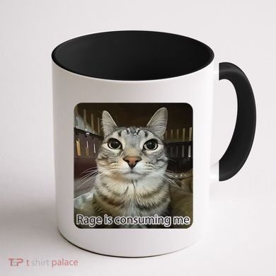 Rage Is Consuming Me Funny Meme Cat Joke Cat Lovers Coffee Mug back