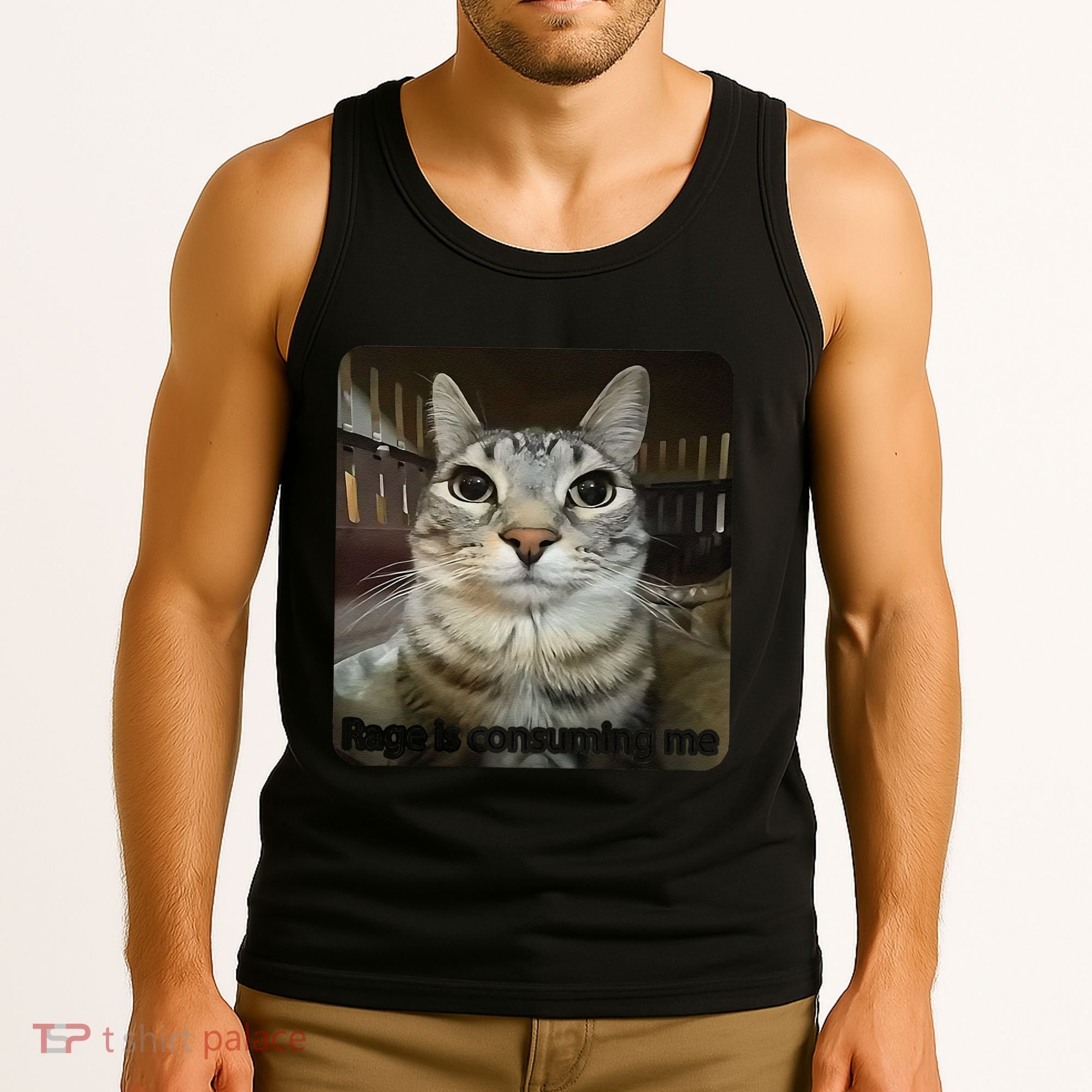 Rage Is Consuming Me Funny Meme Cat Joke Cat Lovers Tank Top