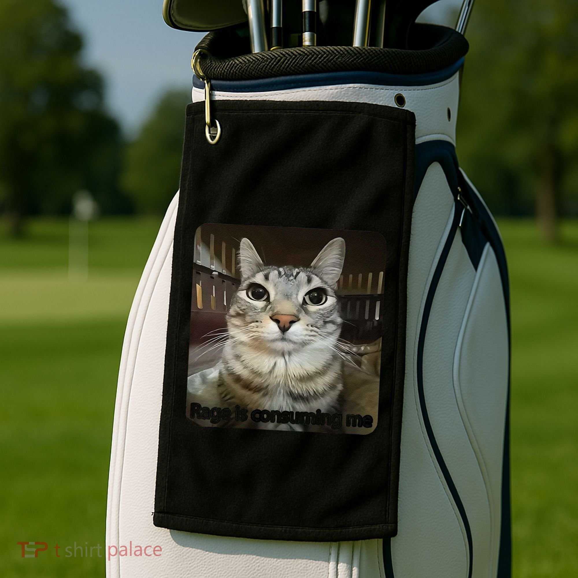 Rage Is Consuming Me Funny Meme Cat Joke Cat Lovers Golf Towel