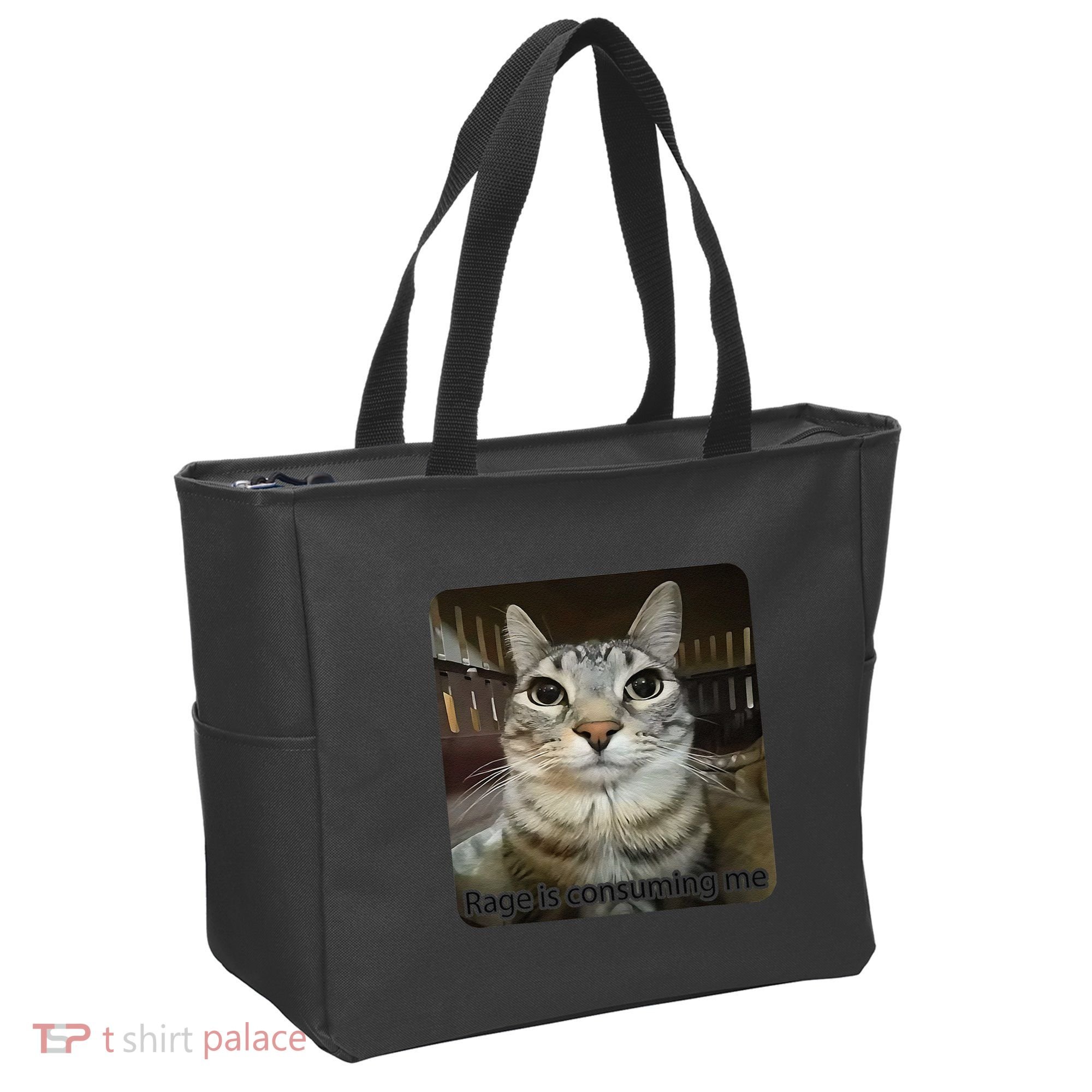 Rage Is Consuming Me Funny Meme Cat Joke Cat Lovers Tote Bag