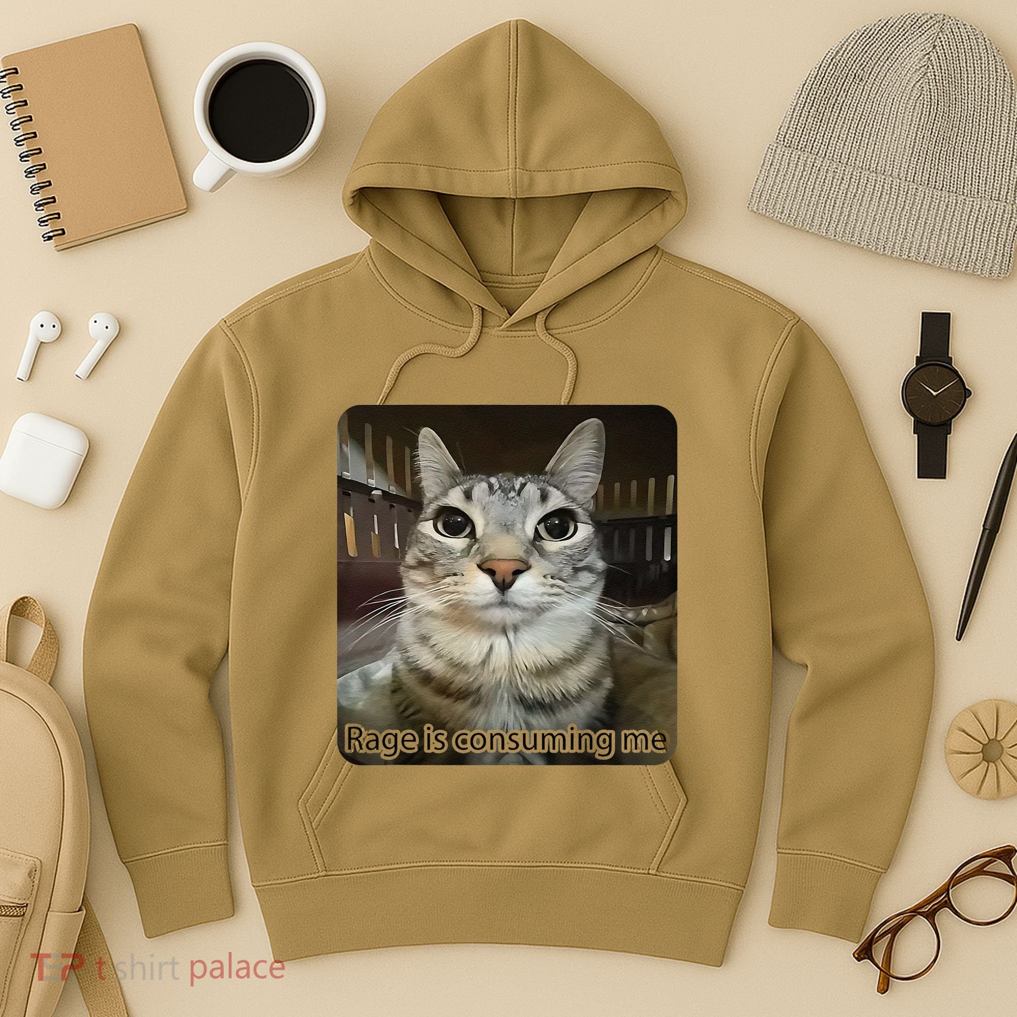 Rage Is Consuming Me Funny Meme Cat Joke Cat Lovers Hoodie