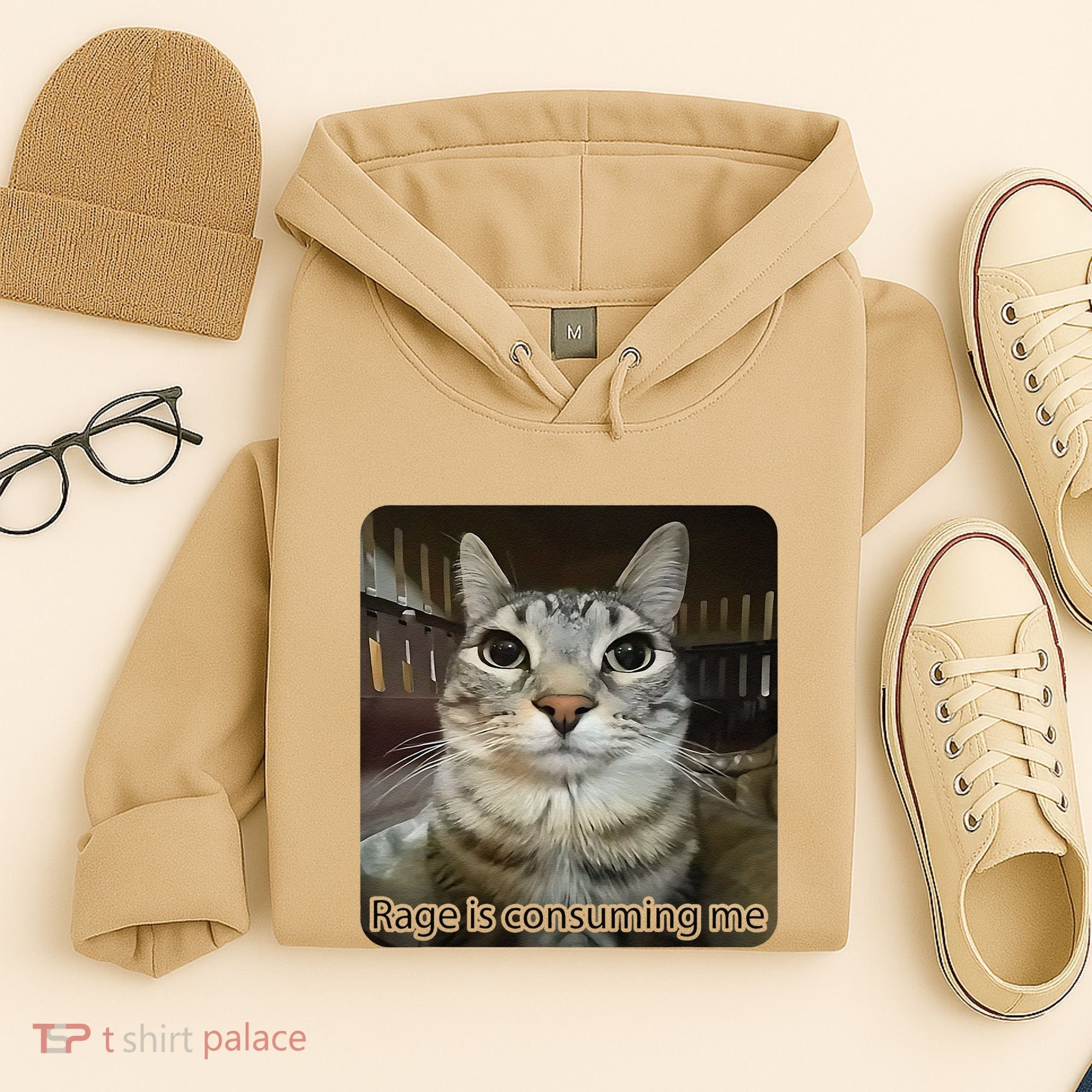 Rage Is Consuming Me Funny Meme Cat Joke Cat Lovers Hoodie