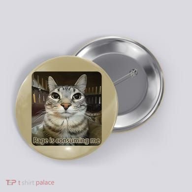 Rage Is Consuming Me Funny Meme Cat Joke Cat Lovers Button