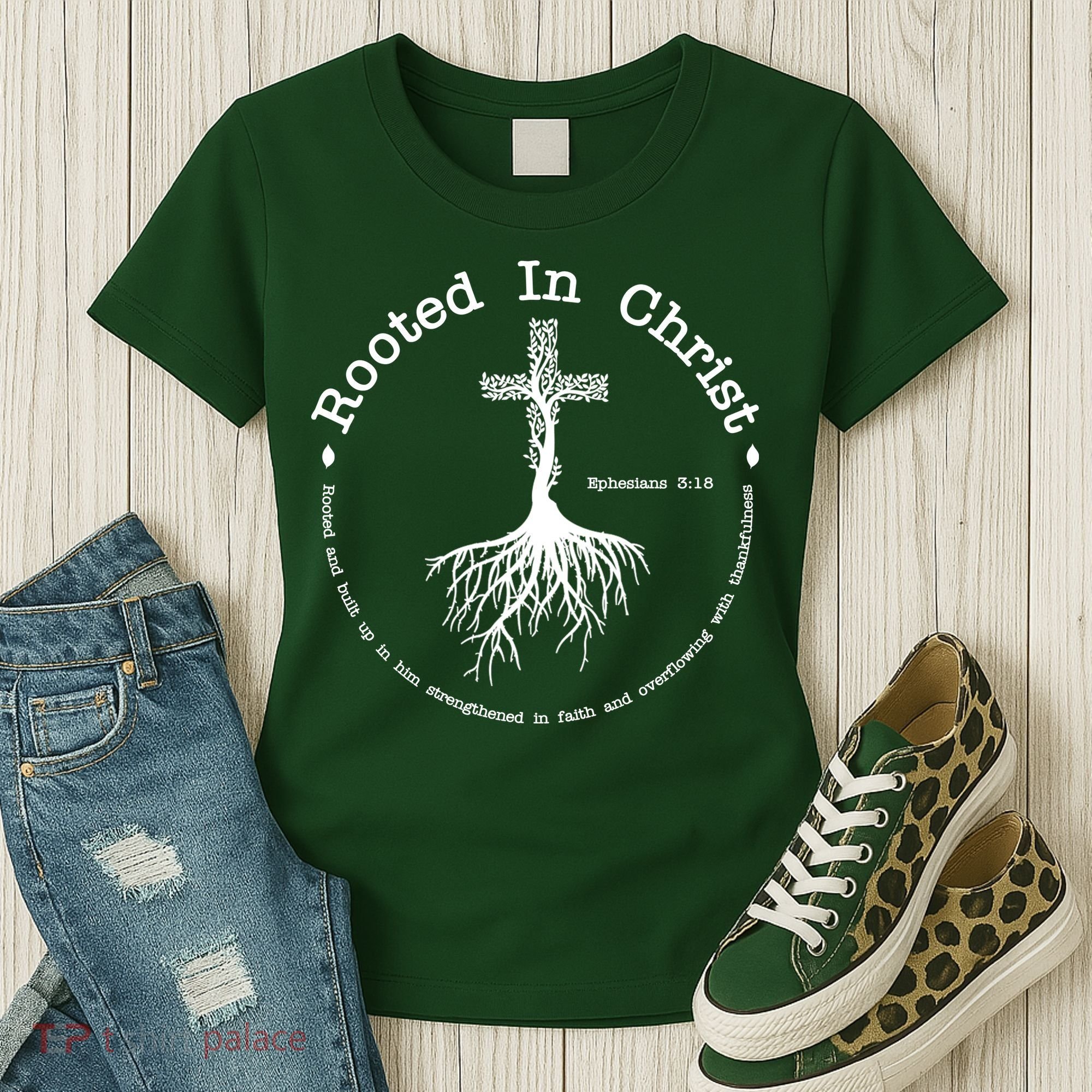 Rooted In Christ Christianity Quote Women's T-Shirt