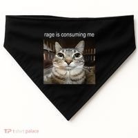 Rage Is Consuming Me Silly Staring Cat Meme USA-Made Doggie Bandana thumb 0