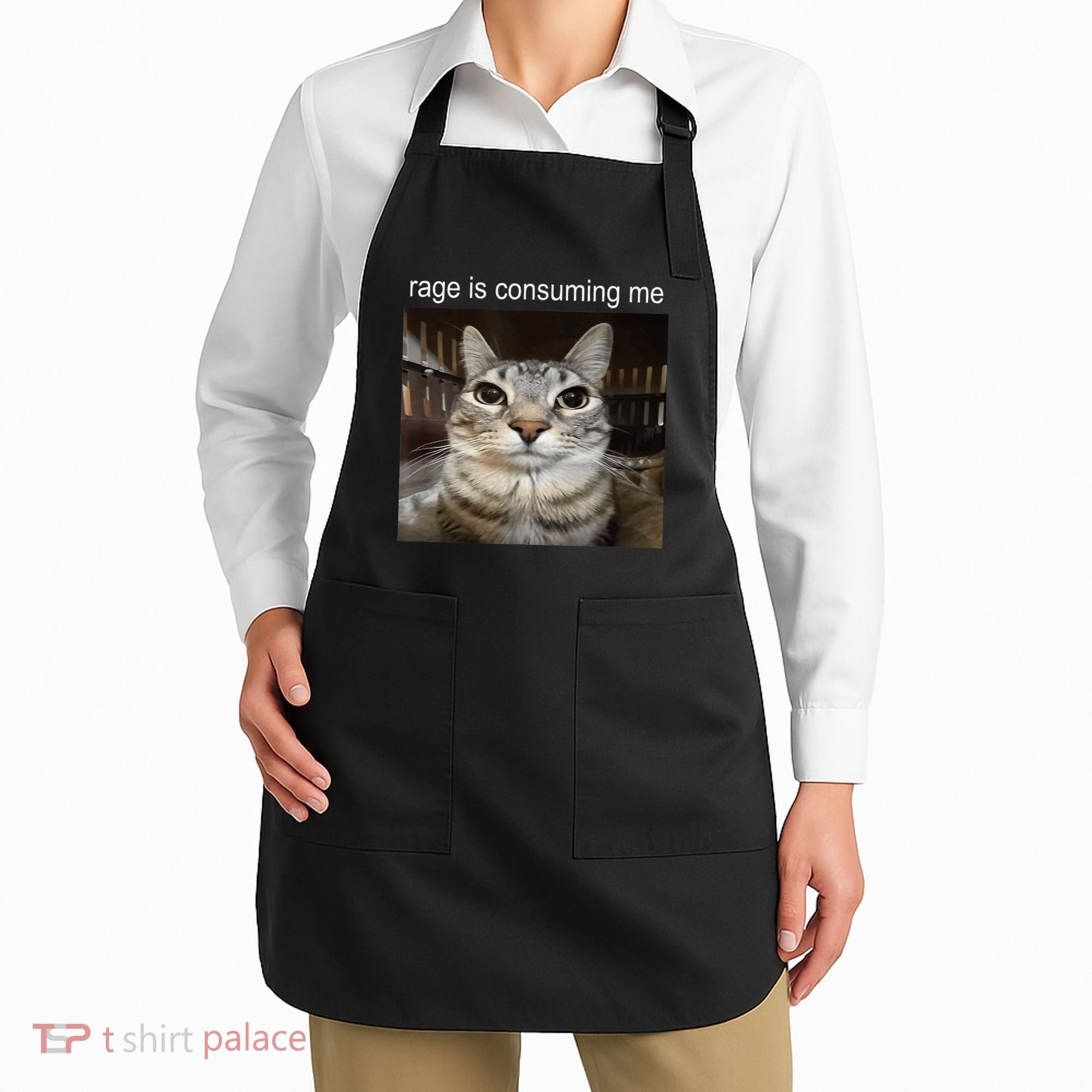 Rage Is Consuming Me Silly Staring Cat Meme Apron